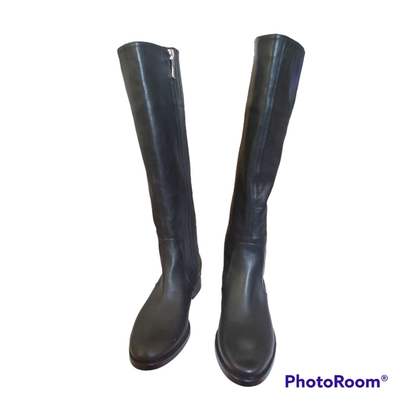 GUESS Marciano Black Genuine Leather Knee High Flat Riding Boots - Size 5 / 35 - Picture 3 of 5